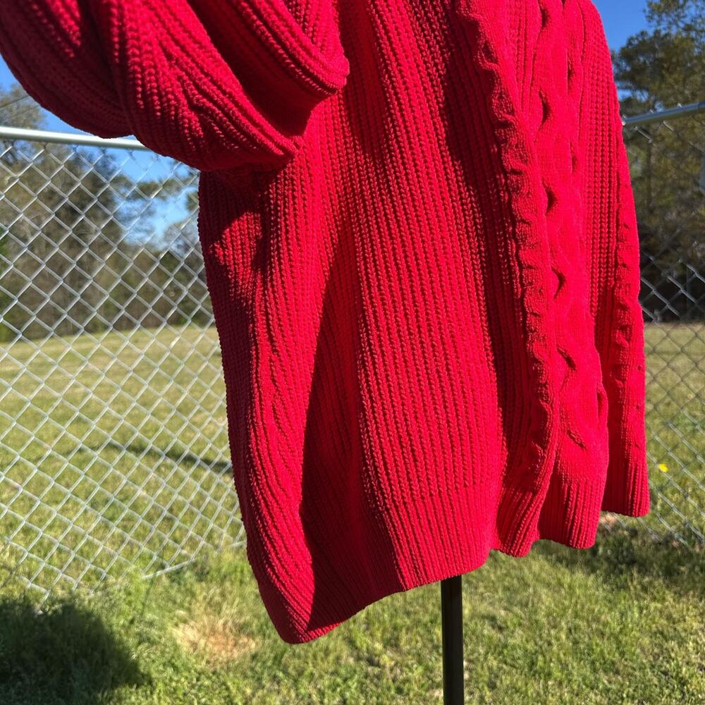 Red Cable Knit Sweater - Picture 4 of 8